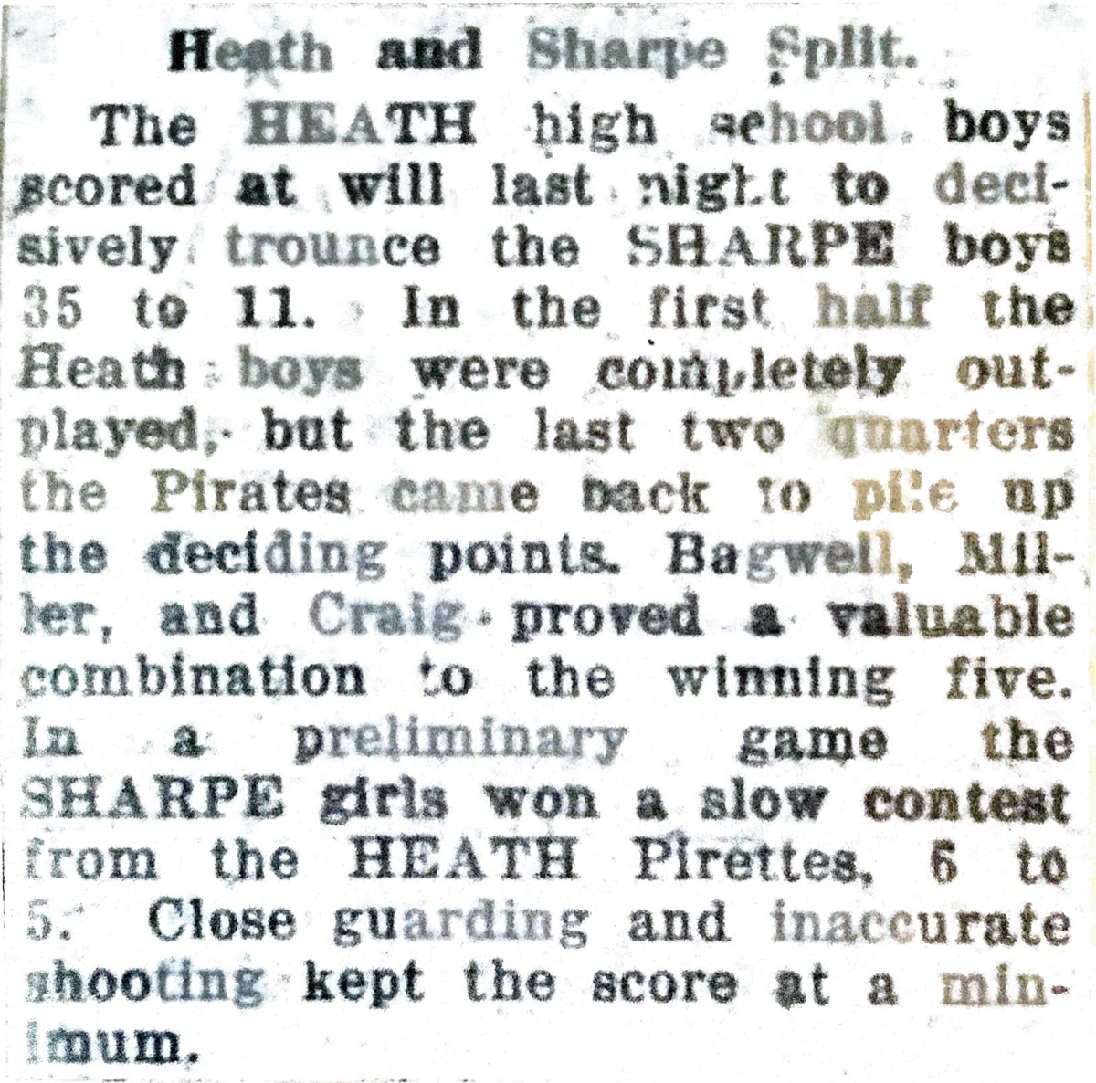 Heath - Sharpe Split 1929