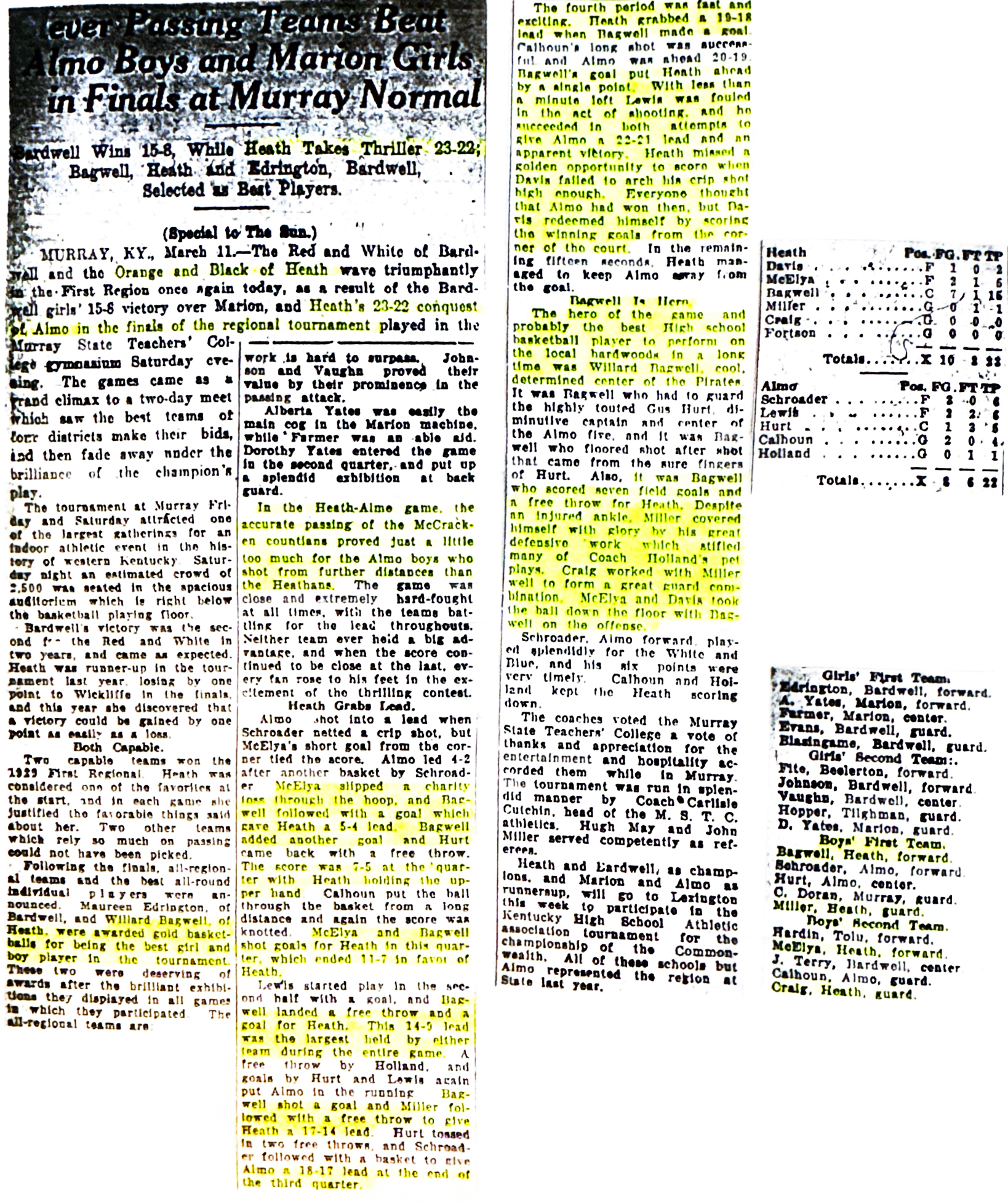 1929 Regional Championship - Clever Passing Teams Beat