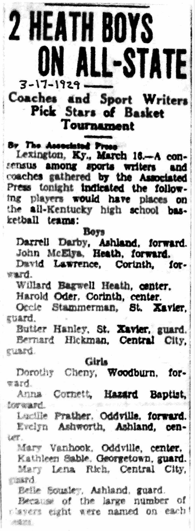 2 Heath Boys on All-State 3-17-1929