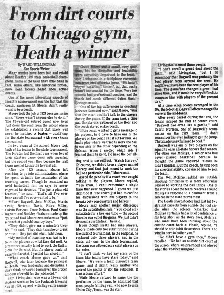 From Dirt Courts to Chicago Gym - Heath a Winner 1929