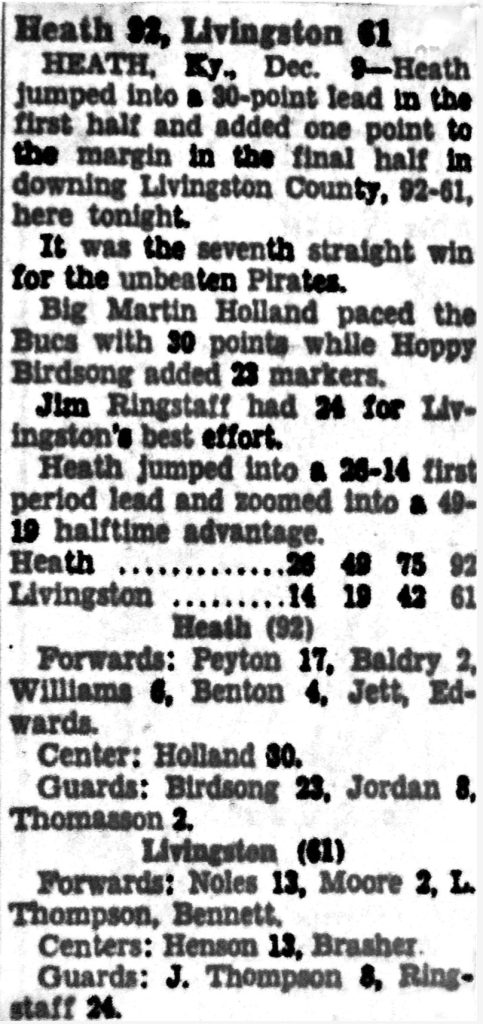 Heath 92 Livingston 61 12-3-56