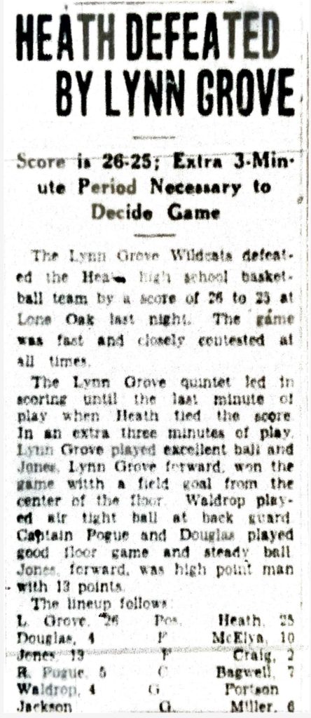 Heath Defeated By Lynn Grove 1929