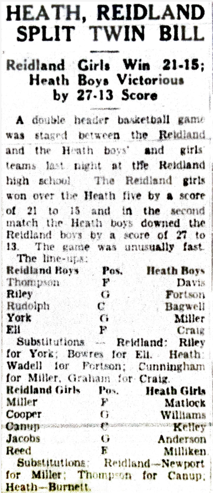 Heath Reidland Split Twin Bill 1929