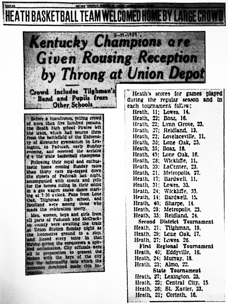 Kentucky Champs are Given Rousing Reception by Throng at Union Depot