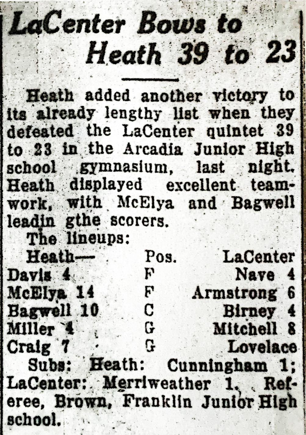 LaCenter Bows to Heath 39 to 23 1929