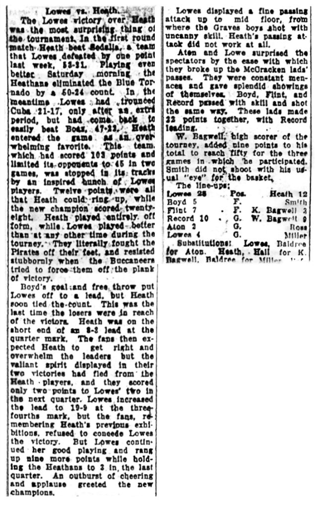 Lowes v Heath 1928 District